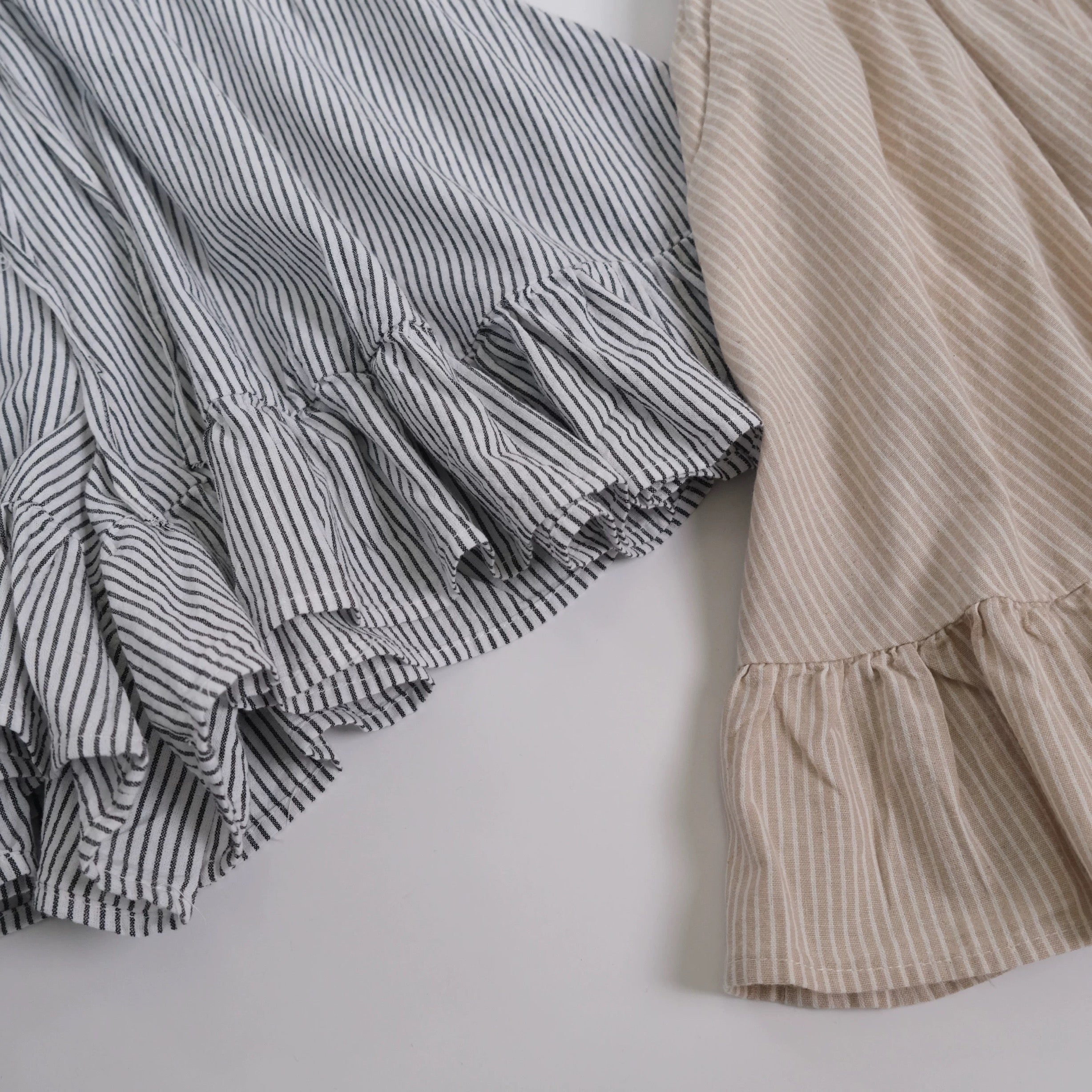 Kawaii Ruffled Striped Skort with Bow Tie Sweet Casual High Waist Summer Shorts for Girls